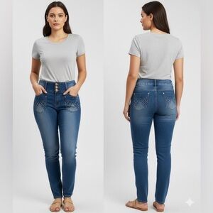Colombian Elegant Blue Skinny Jeans for Women